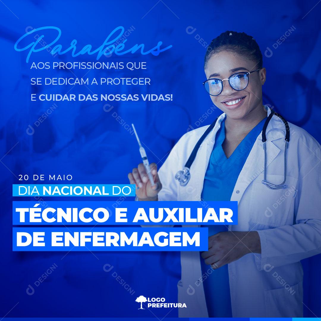 Social Media Parabéns Dia Nacional do Técnico e Auxiliar em Enfermagem Social Media PSD Editável