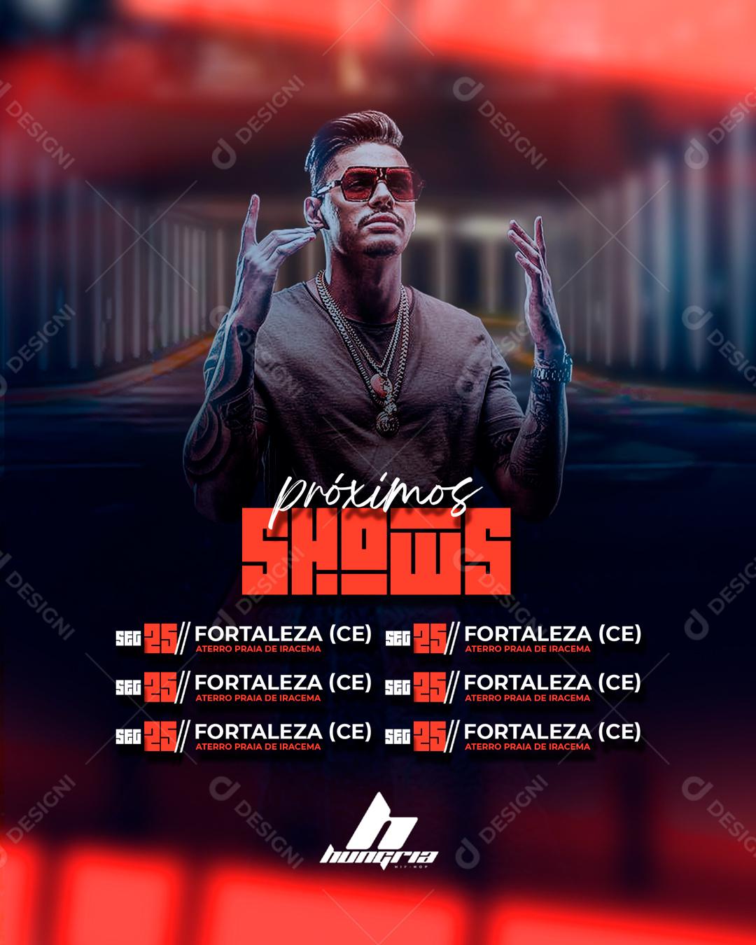 Flyer Próximos Shows Agenda Semanal Social Media PSD Editável