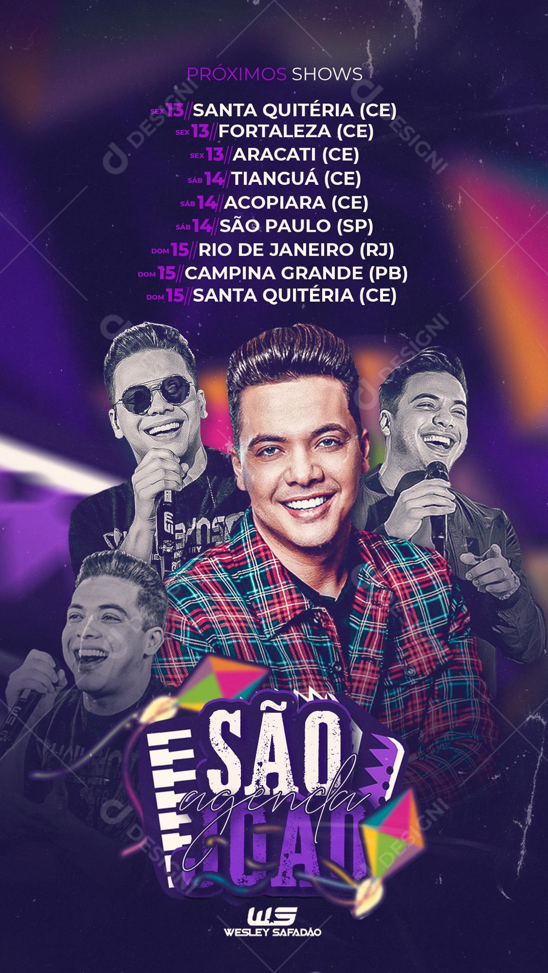 Flyer Agenda Semanal São João Shows Social Media PSD Editável