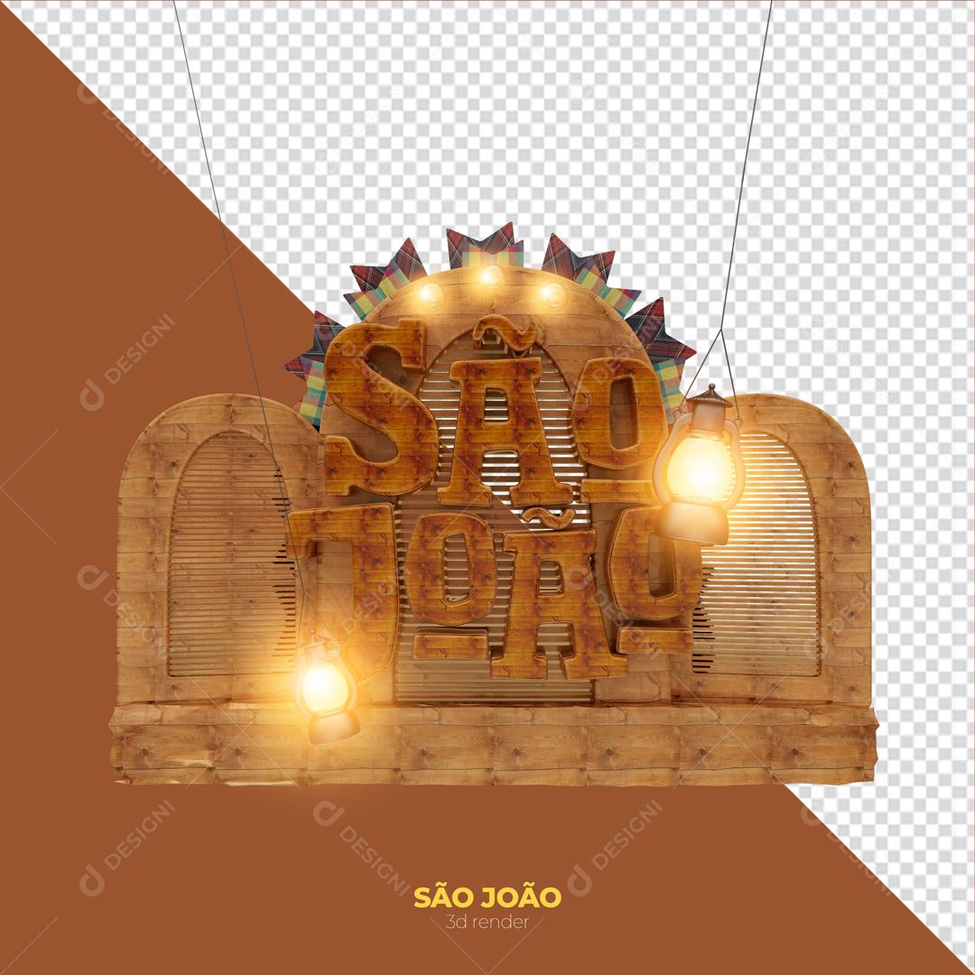 Selo 3D Para Composição São João Festa Junina PSD Editável