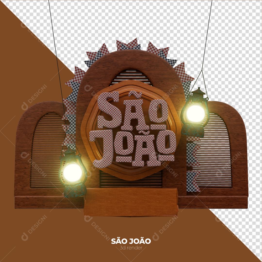 Selo 3D Para Composição São João PSD Editável