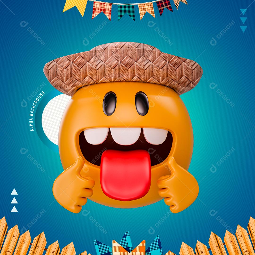 Elemento 3D Para Composição Emoji Festa São João PNG Transparente