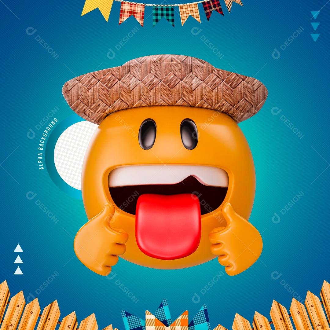 Elemento 3D Para Composição Emoji Festa São João PNG Transparente