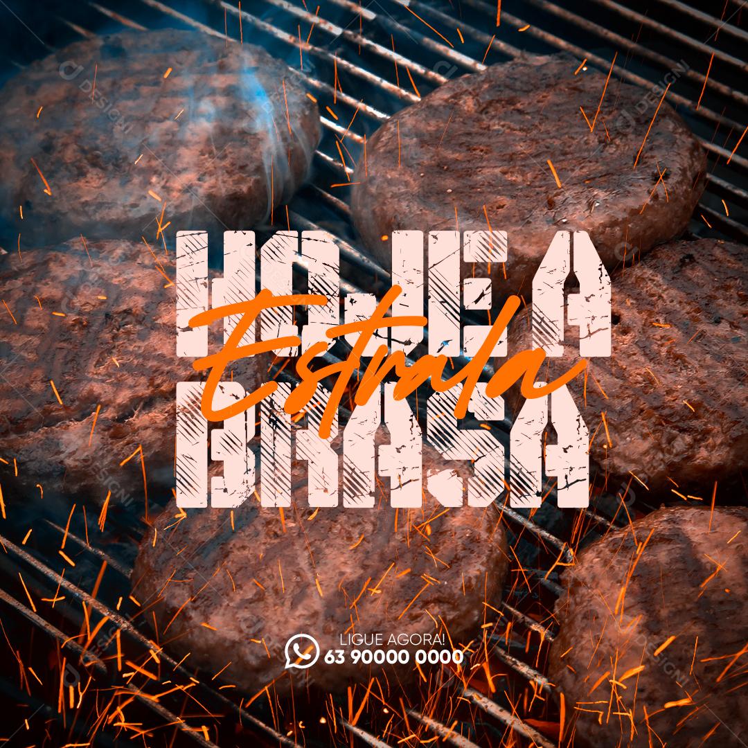 Social Media Hambúrgueria Burguer Hoje a Brasa Estala PSD Editável