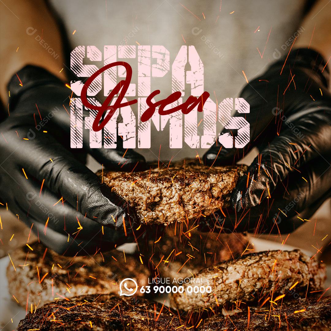 Post Hamburgueria Hambúrguer Social Media PSD Editável