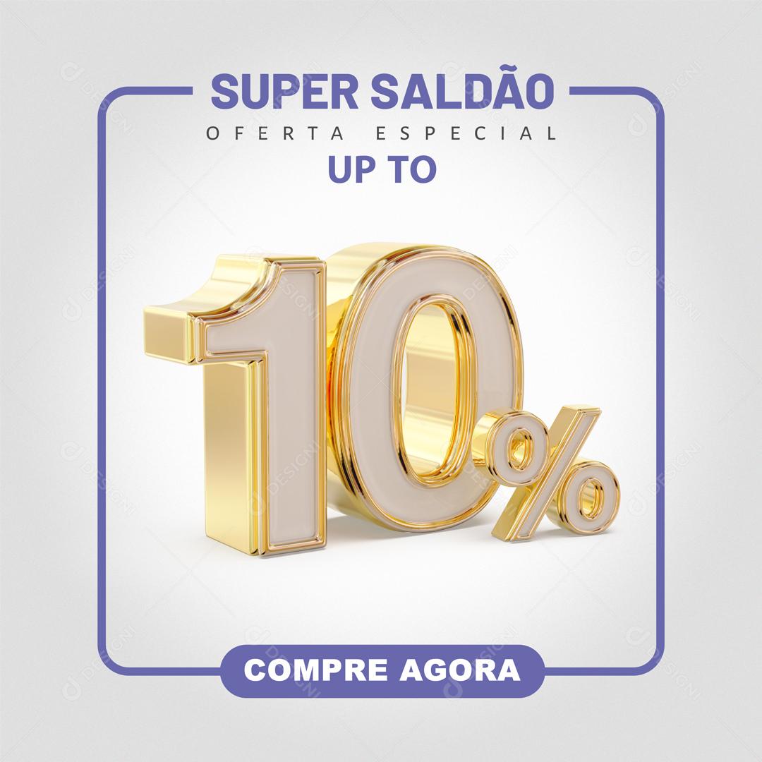 Elemento 3D Para Composição 10% De Descontos Social Media PSD Editável