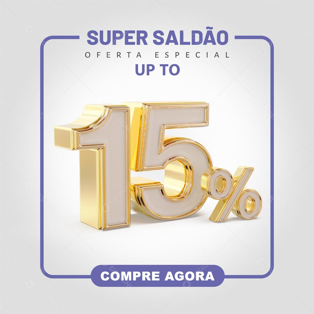 Elemento 3D Para Composição 15% De Descontos Social Media PSD Editável