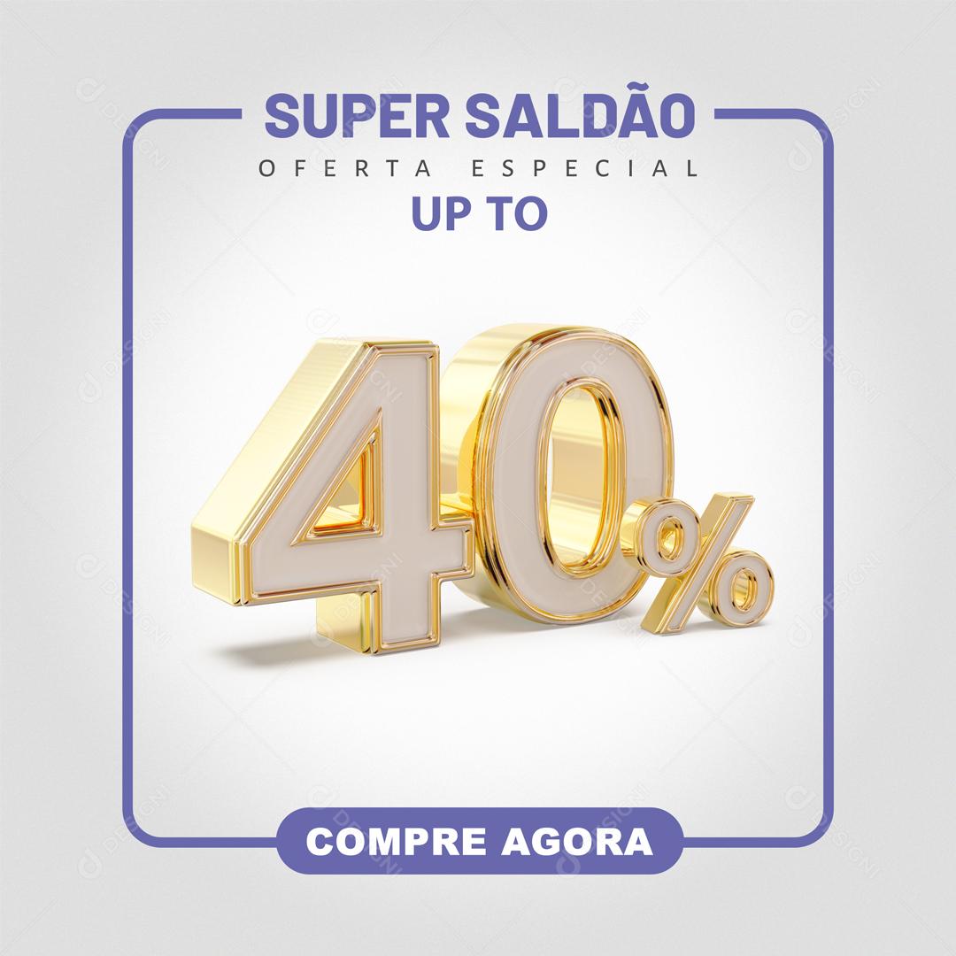 Elemento 3D Para Composição 40% De Descontos Social Media PSD Editável