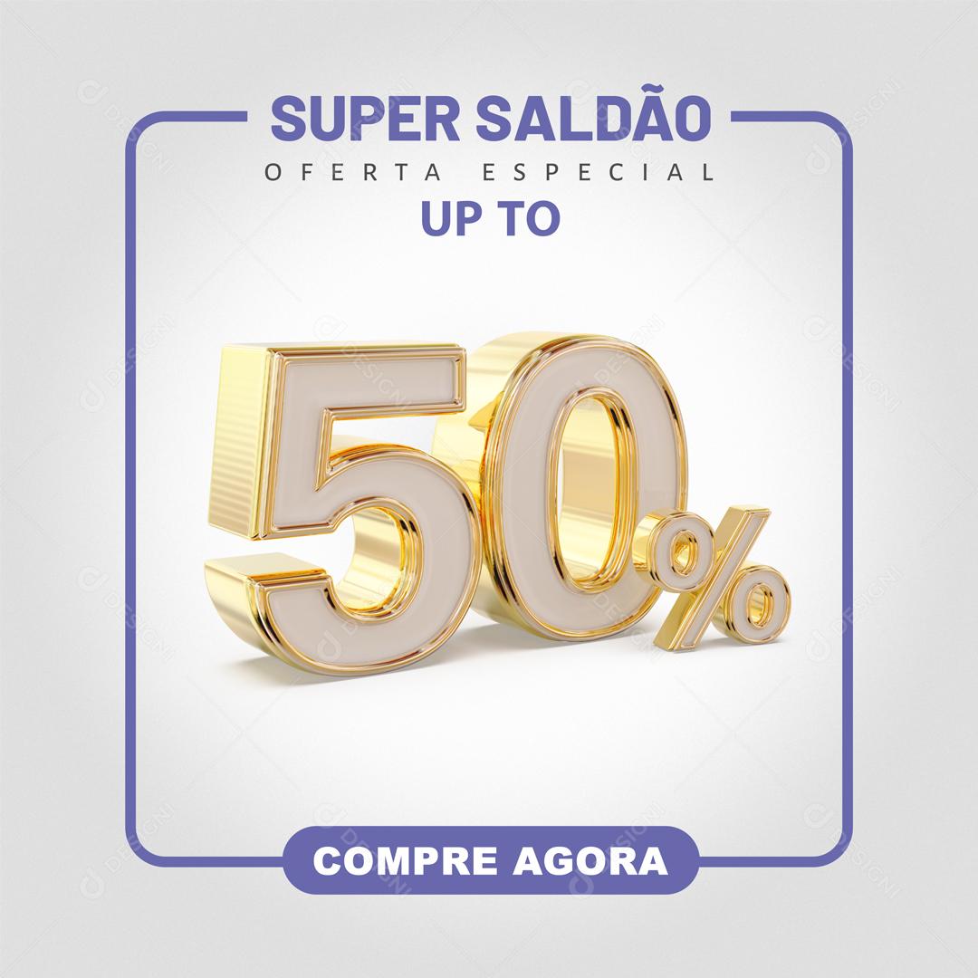 Elemento 3D Para Composição 50% De Descontos Social Media PSD Editável