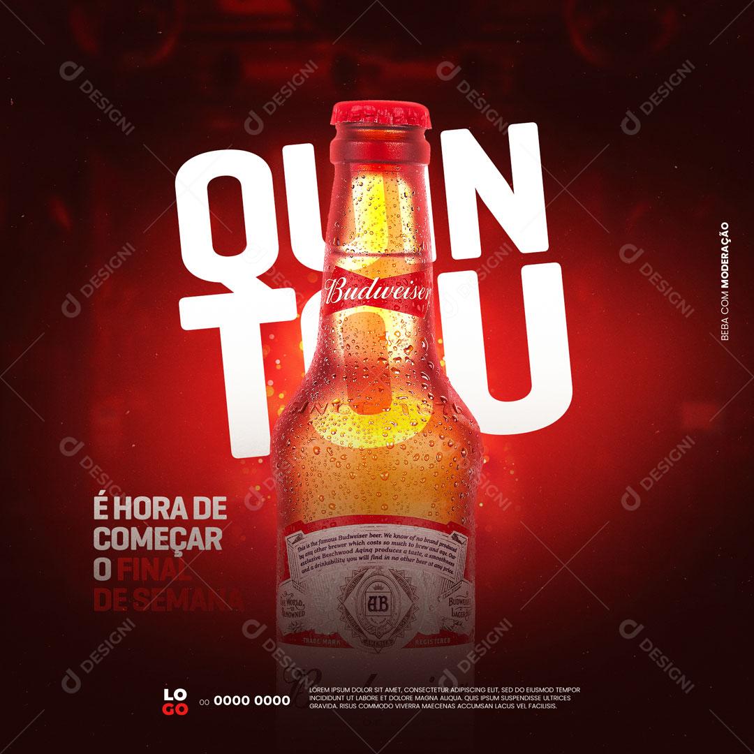 Post Bebidas Cerveja Budweiser Quintou Social Media PSD Editável