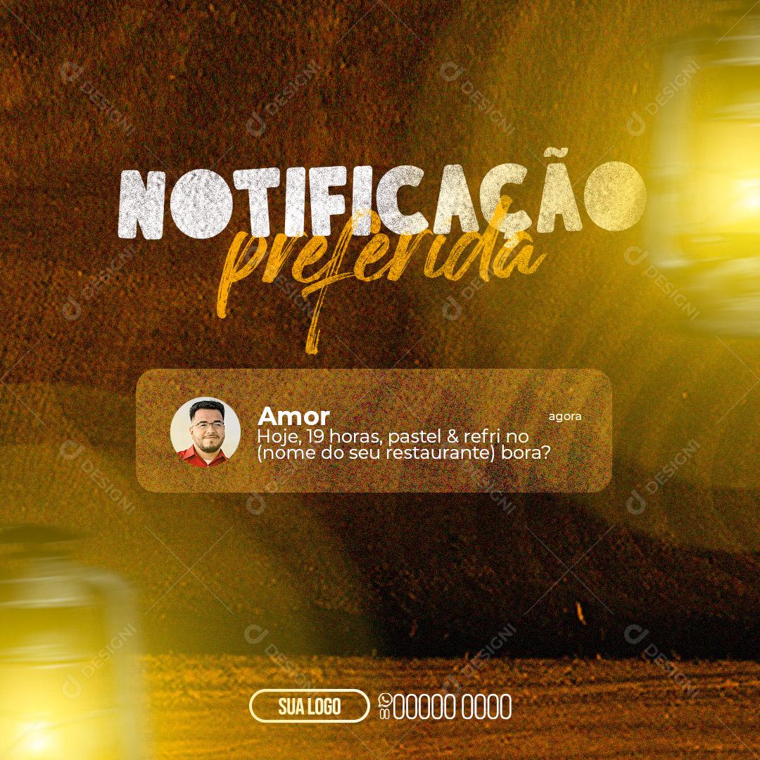 Post Pastelaria Pastel Notificação Preferida Social Media PSD Editável