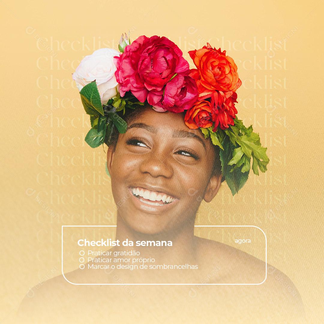 Post Clínica Estética Sobracelha Checklist da Semana Social Media PSD Editáve