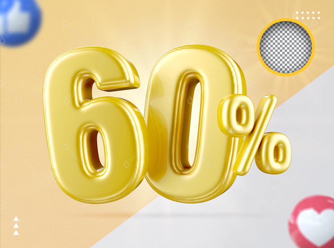 Elemento 3D Para Composição 60% De Descontos PSD