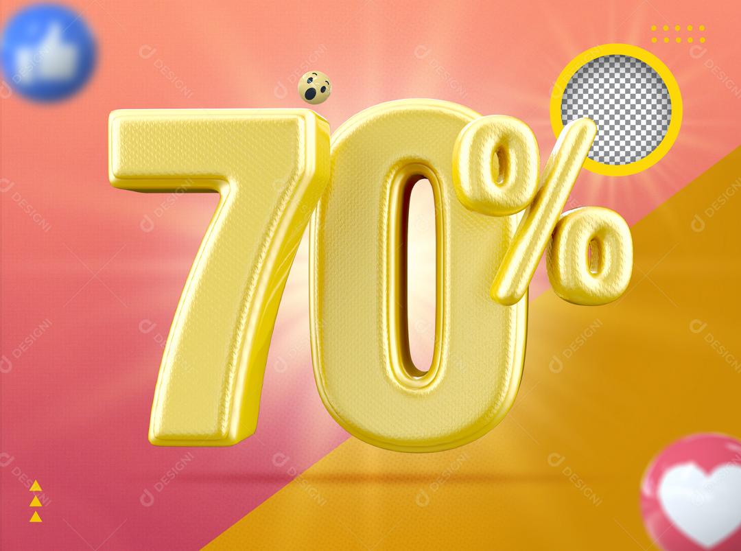 Elemento 3D Para Composição 70% De Descontos PSD Editável