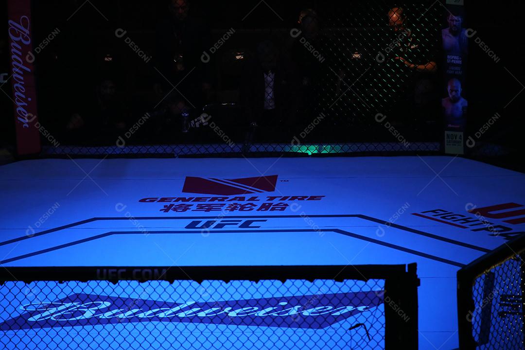 UFC Fight Night: Brunson vs. Machida. Octagon, stadium gym.