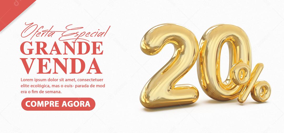 Social Media Banner Oferta Especial Grande Venda 20% PSD Editável