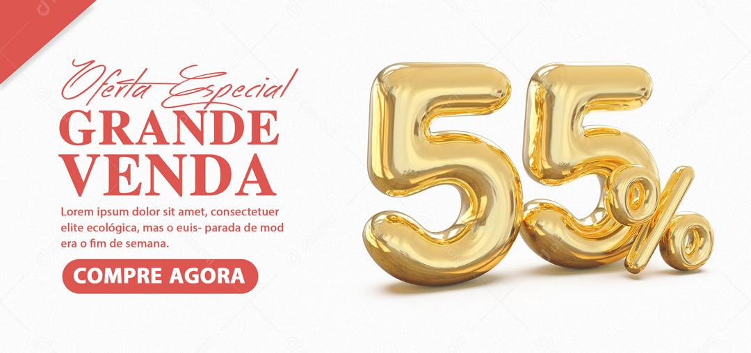 Social Media Banner Oferta Especial Grande Venda 55% PSD Editável