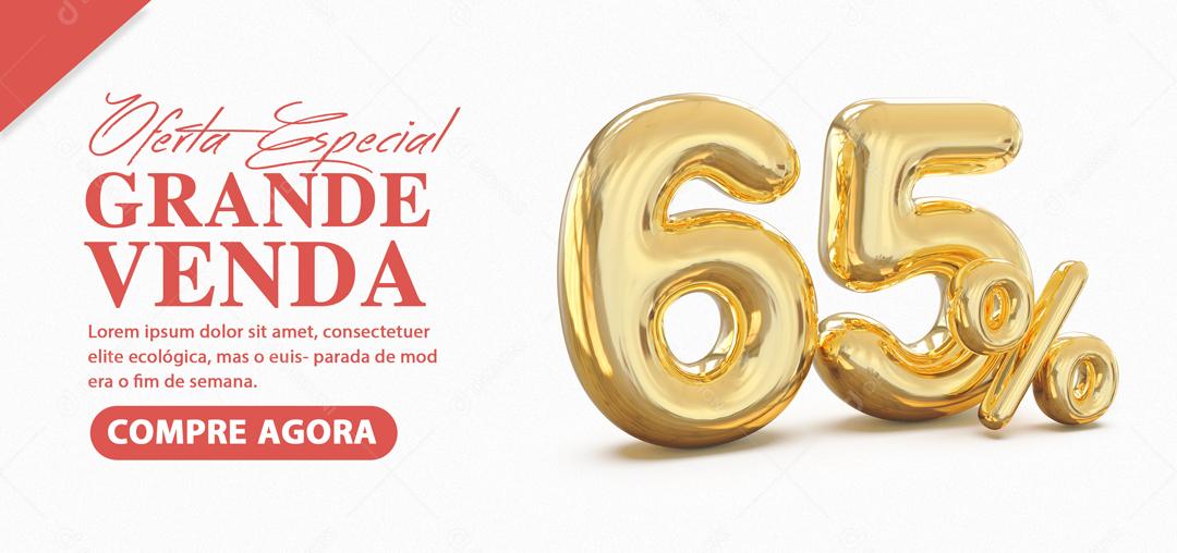 Social Media Banner Oferta Especial Grande Venda 65% PSD Editável