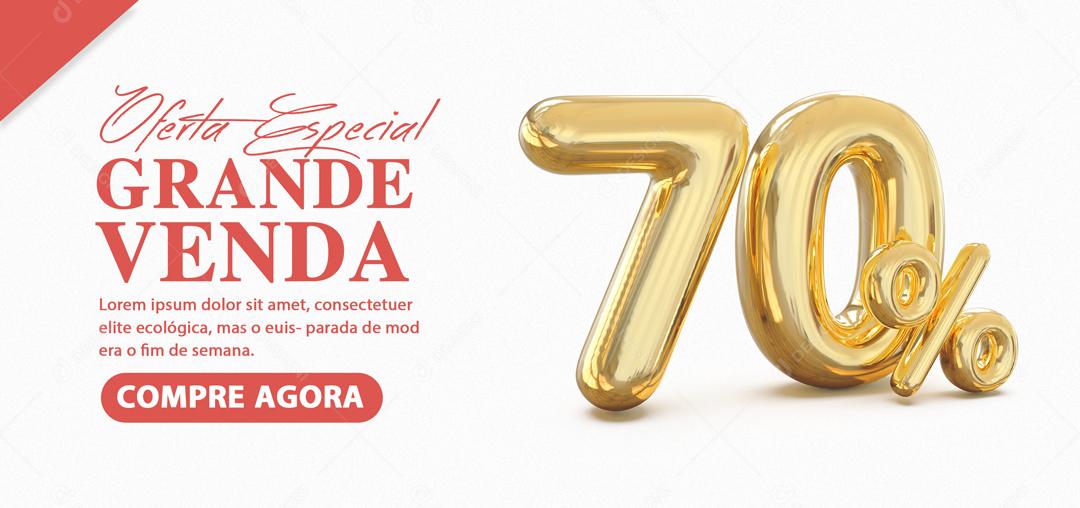 Social Media Banner Oferta Especial Grande Venda 70% PSD Editável
