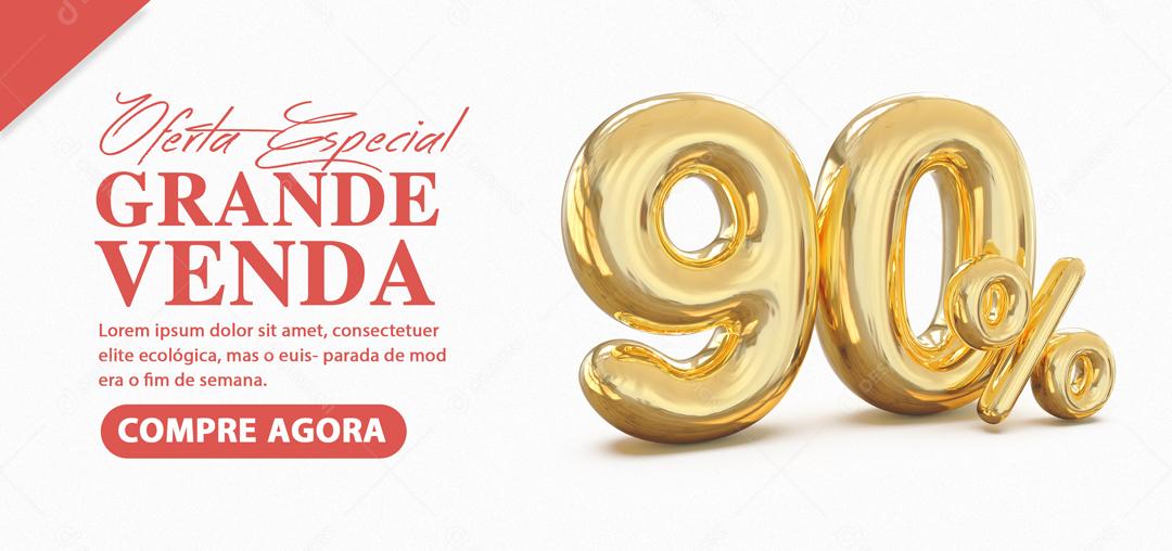 Social Media Banner Oferta Especial Grande Venda 90% PSD Editável