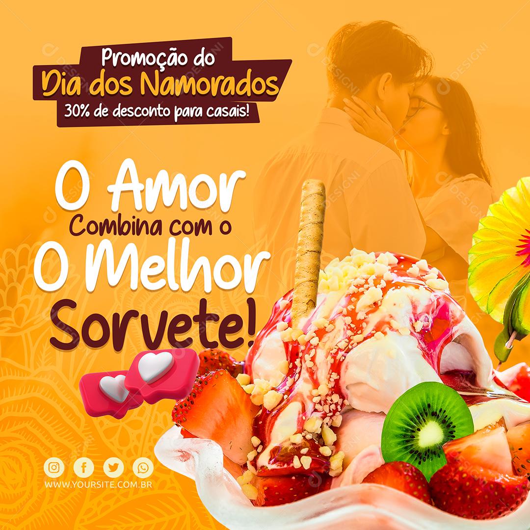 Social Media Promoção do Dia Dos Namorados Sorveteria PSD Editável