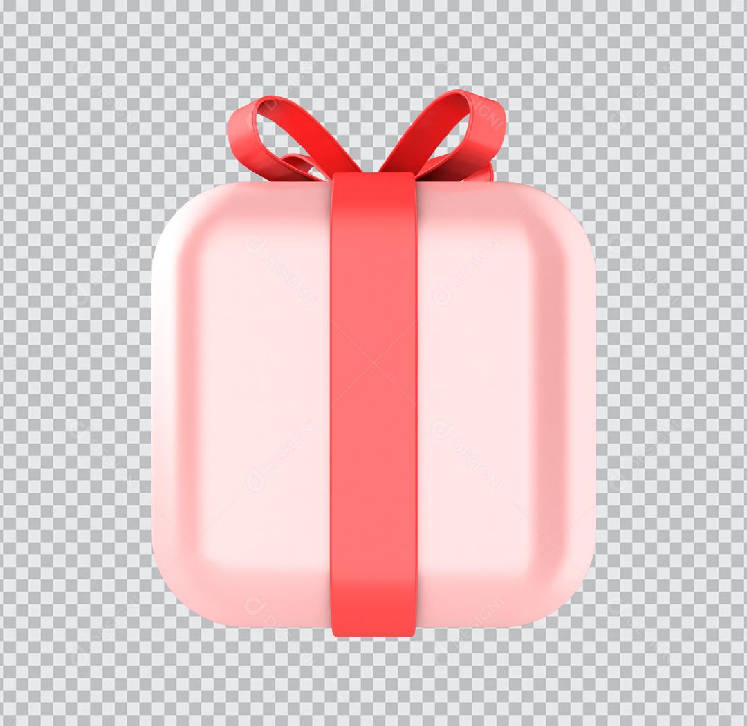 Elemento 3D Caixa de Presente Rosa Para Composição PSD