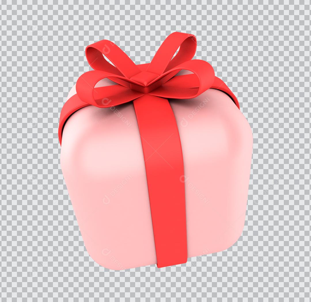 Caixa de Presente Rosa 3D Elemento Para Composição PSD