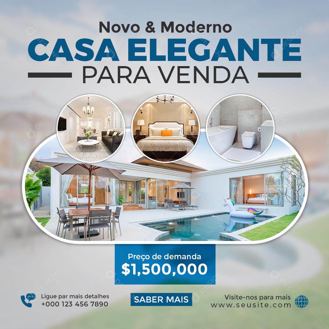 Social Media Imobiliária Casa Elegante Para Venda PSD Editável