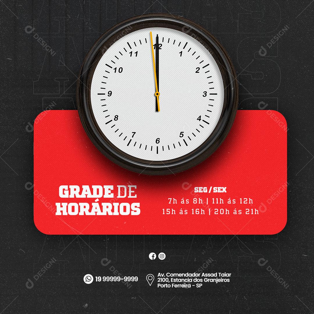 Social Media Grade de Horários Artes Marciais PSD Editável