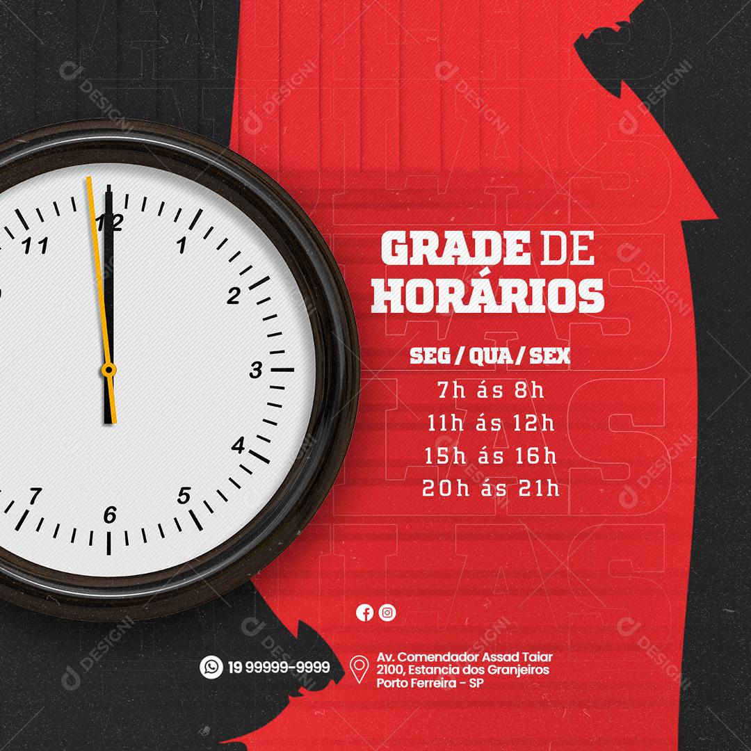 Social Media Grade de Horários Artes Marciais PSD Editável