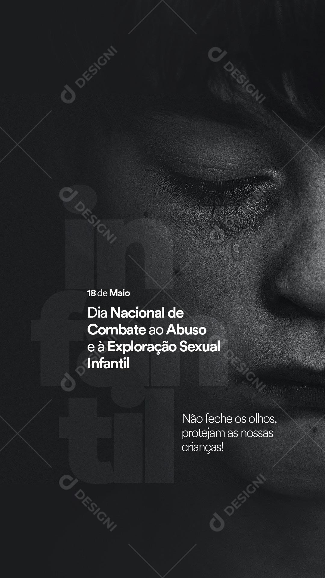 Story Dia Nacional de Combate ao Abuso e à Exploração Sexual Infantil Social Media PSD Editável