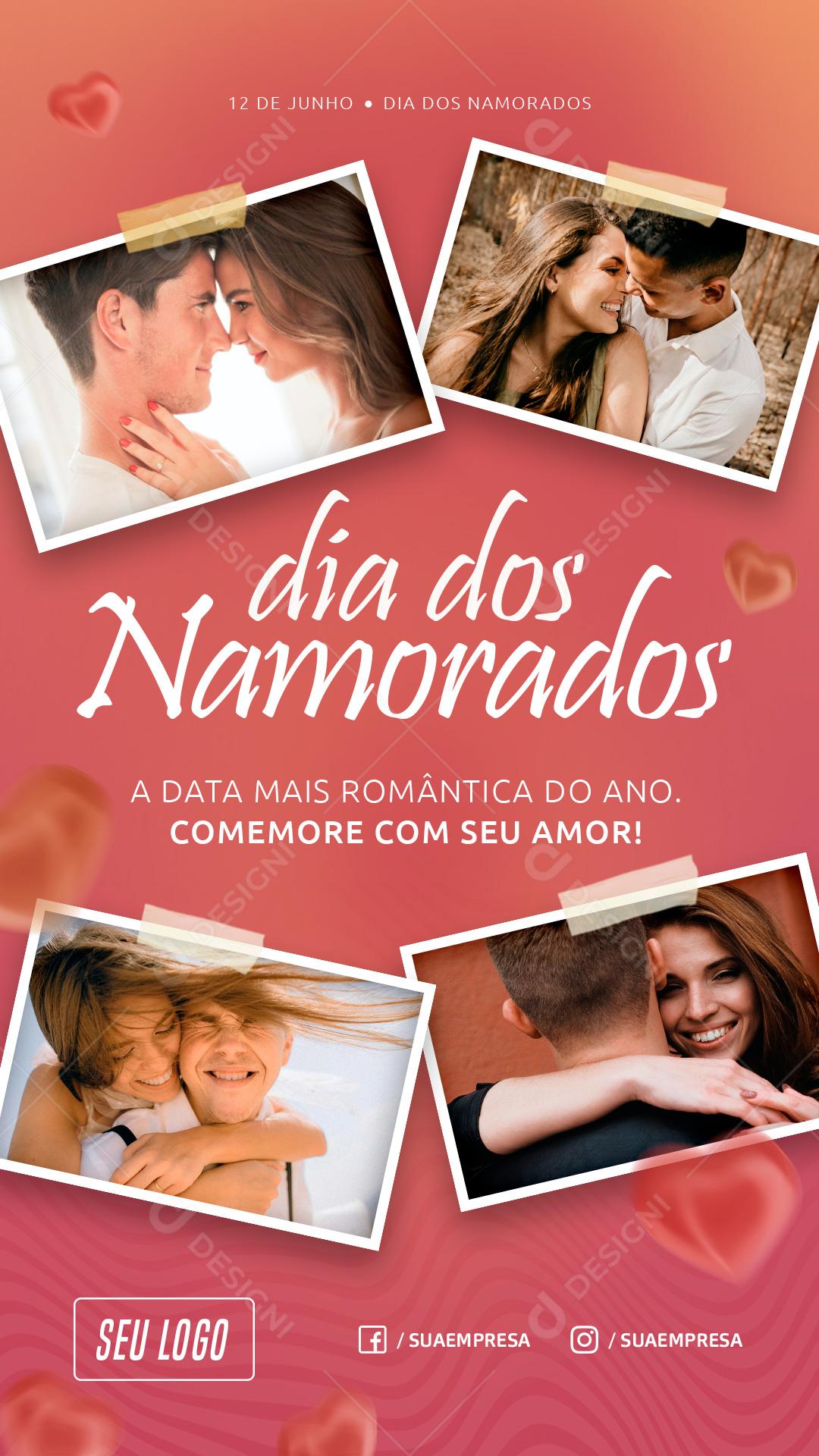 Social Media Story Dia dos Namorados A Data Mais Romântica PSD Editável