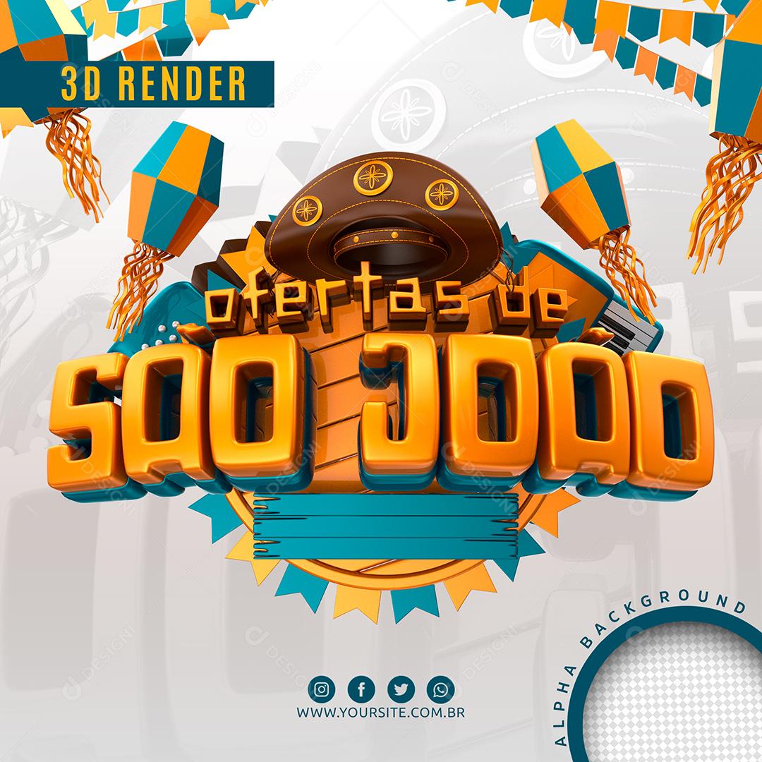 Ofertas de São João Selo 3D para Composição PSD