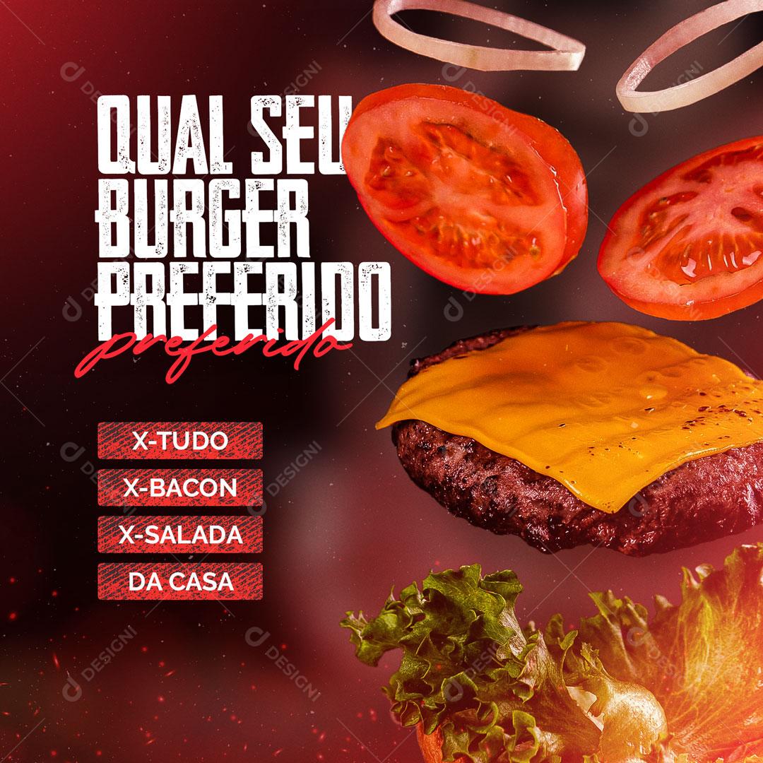 Social Media Hambúrgueria Qual o seu Preferido? PSD Editável