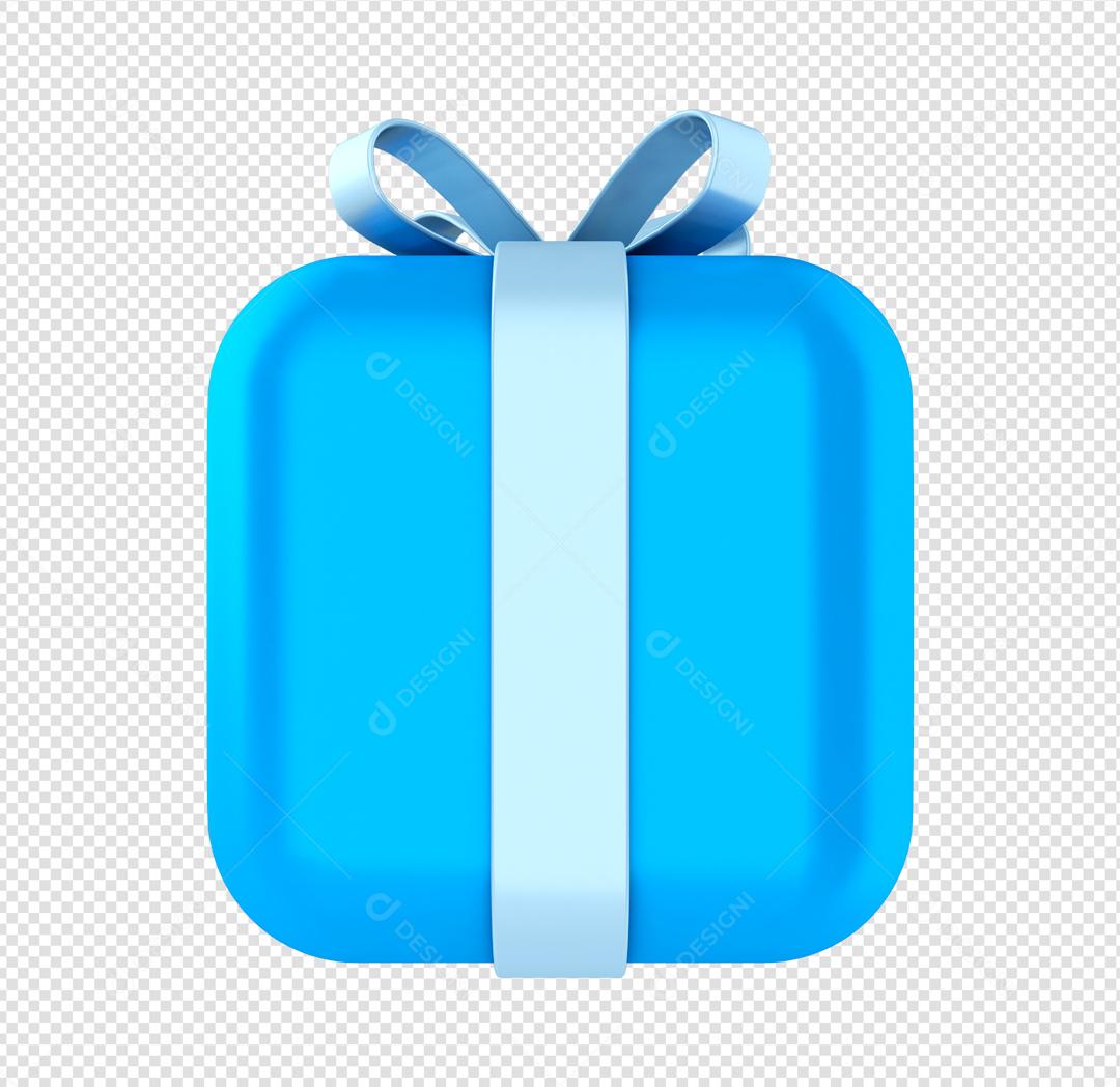 Elemento 3D Caixa de Presente Azul Para Composição PSD