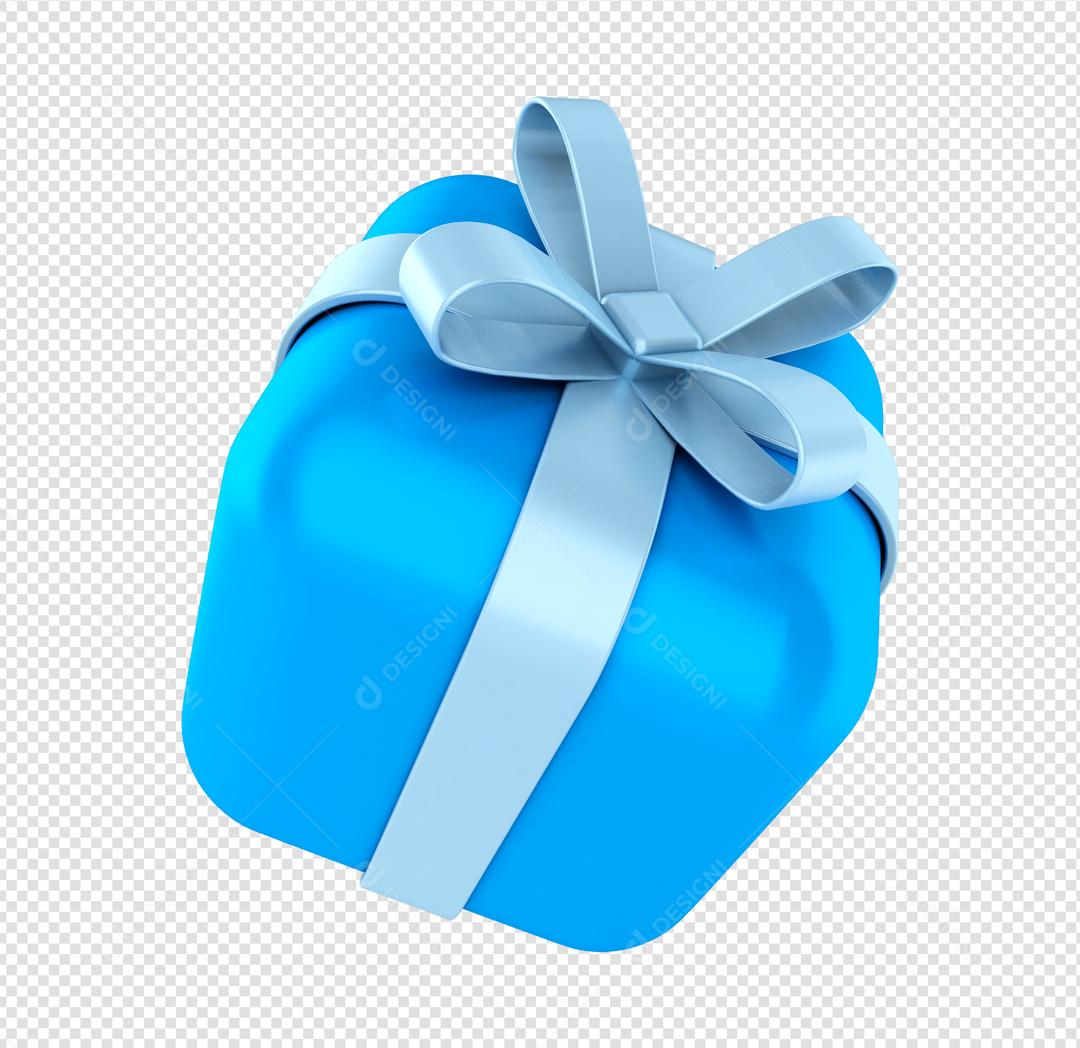 Caixa de Presente Azul 3D Elemento Para Composição PSD