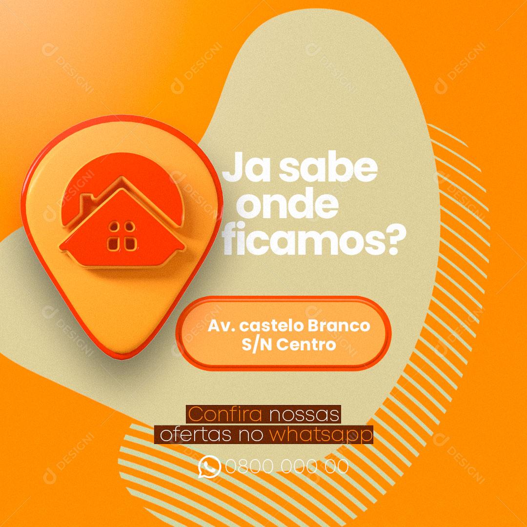 Social Media Materiais de Construção Já Sabe Onde Ficamos? PSD Editável