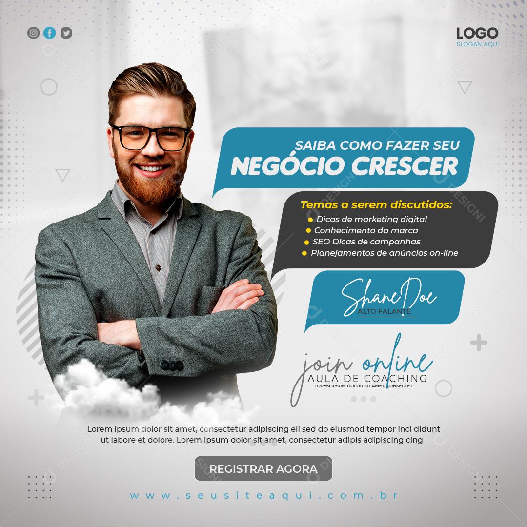 Social Media Marketing Saiba Como Fazer Seu Negocio PSD Editável