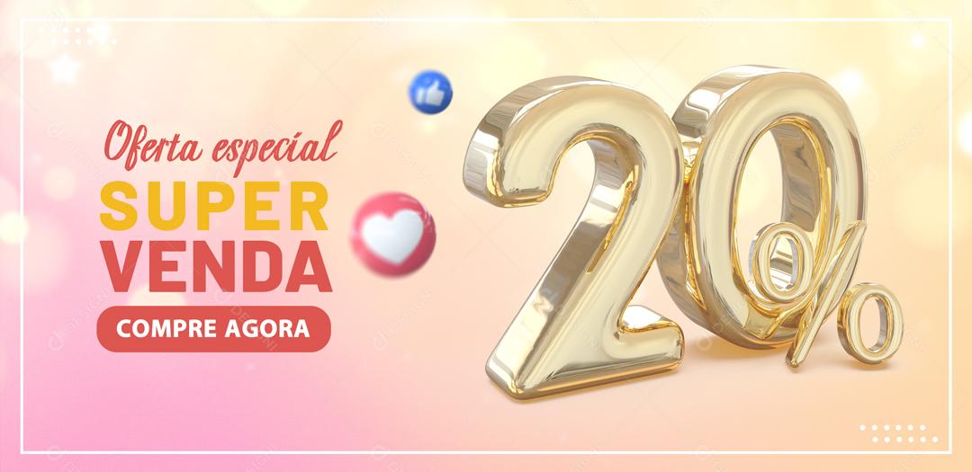 Social Media Banner Special Offer Super Sale 20% Editable PSD