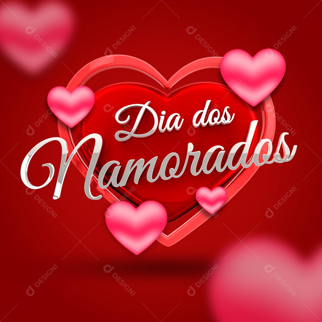 Dia Dos Namorados Selo 3D para Composição PSD