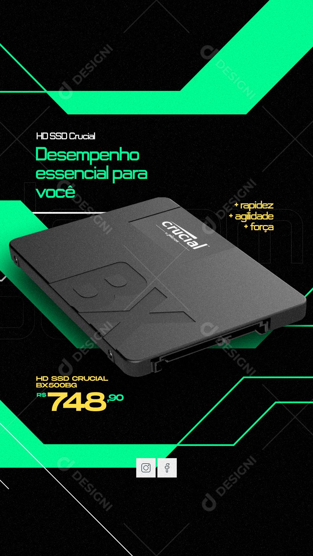 Story Loja De Informática Hd Ssd Crucial Social Media PSD Editável