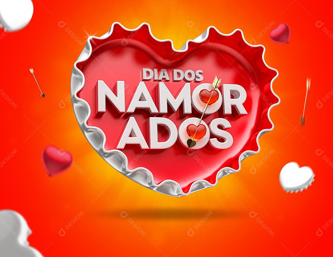 Dia Dos Namorados Selo 3D para Composição PSD