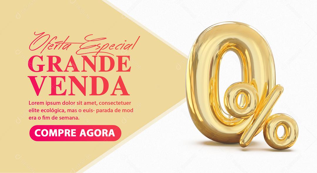 Social Media Banner Oferta Especial Grande Venda 0% Por Cento de Desconto PSD Editável
