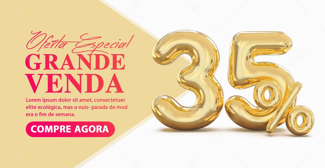 Social Media Banner Oferta Especial Grande Venda 35% Por Cento de Desconto PSD Editável