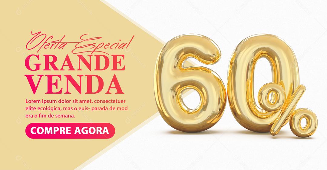 Social Media Banner Special Offer Big Sale 60% Percent Off Editable PSD