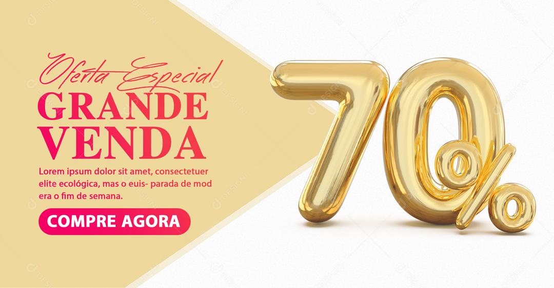 Social Media Banner Oferta Especial Grande Venda 70% Por Cento de Desconto PSD Editável