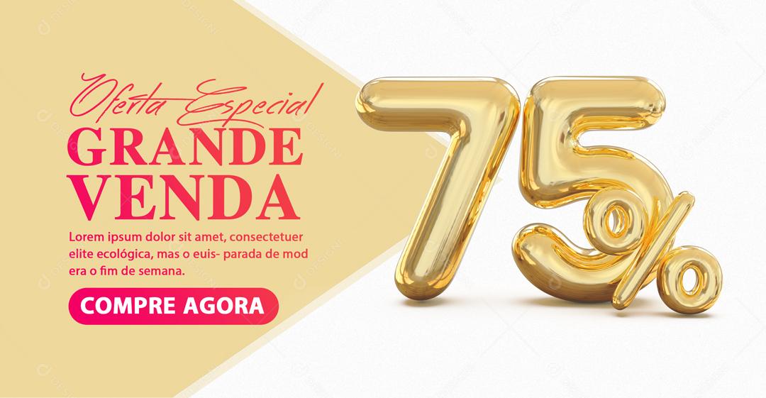 Social Media Banner Oferta Especial Grande Venda 75% Por Cento de Desconto PSD Editável