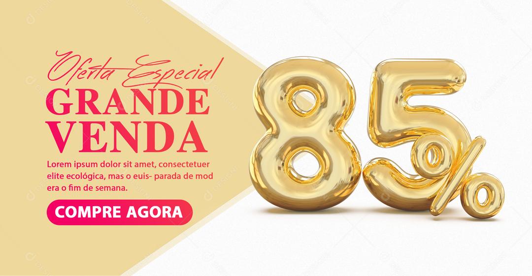 Social Media Banner Oferta Especial Grande Venda 85% Por Cento de Desconto PSD Editável