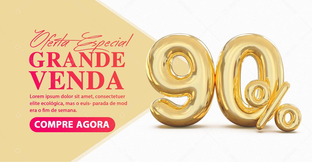 Social Media Banner Oferta Especial Grande Venda 90% Por Cento de Desconto PSD Editável