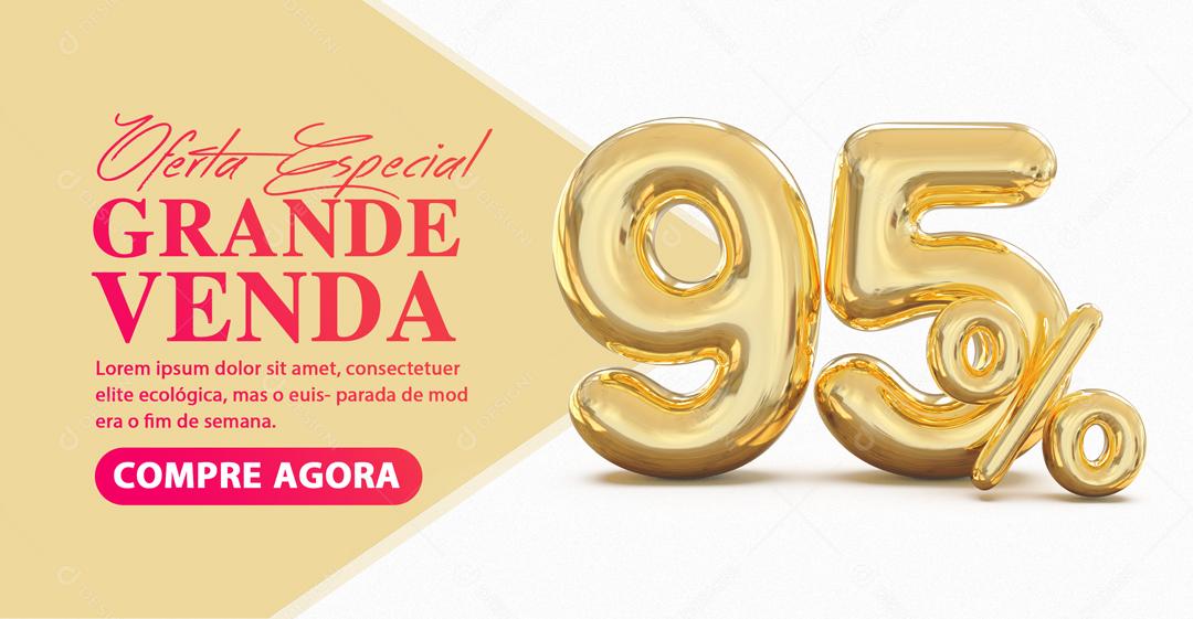 Social Media Banner Oferta Especial Grande Venda 95% Por Cento de Desconto PSD Editável